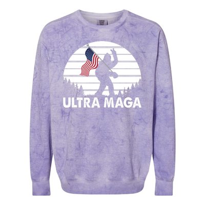 Ultra Maga Big Foot Sasquatch Colorblast Crewneck Sweatshirt