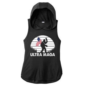 Ultra Maga Big Foot Sasquatch Ladies PosiCharge Tri-Blend Wicking Draft Hoodie Tank