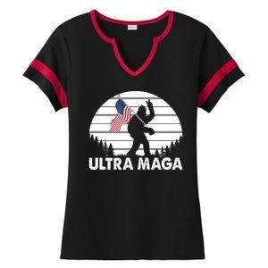 Ultra Maga Big Foot Sasquatch Ladies Halftime Notch Neck Tee