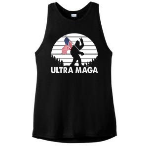 Ultra Maga Big Foot Sasquatch Ladies PosiCharge Tri-Blend Wicking Tank