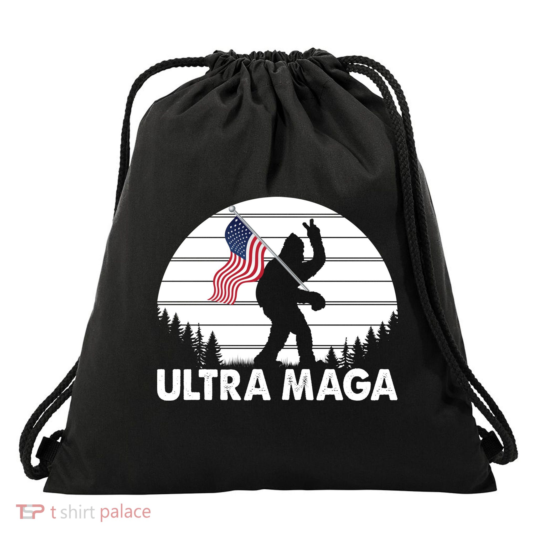 Ultra Maga Big Foot Sasquatch Drawstring Bag