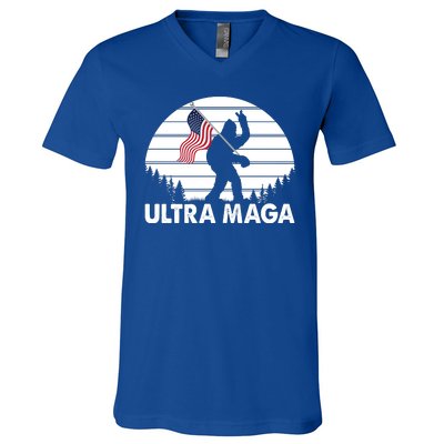 Ultra Maga Big Foot Sasquatch V-Neck T-Shirt