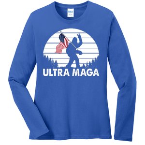 Ultra Maga Big Foot Sasquatch Ladies Long Sleeve Shirt