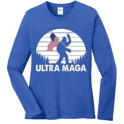 Ultra Maga Big Foot Sasquatch Ladies Long Sleeve Shirt
