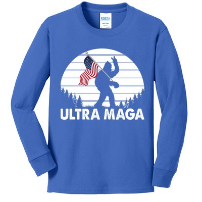 Ultra Maga Big Foot Sasquatch Kids Long Sleeve Shirt