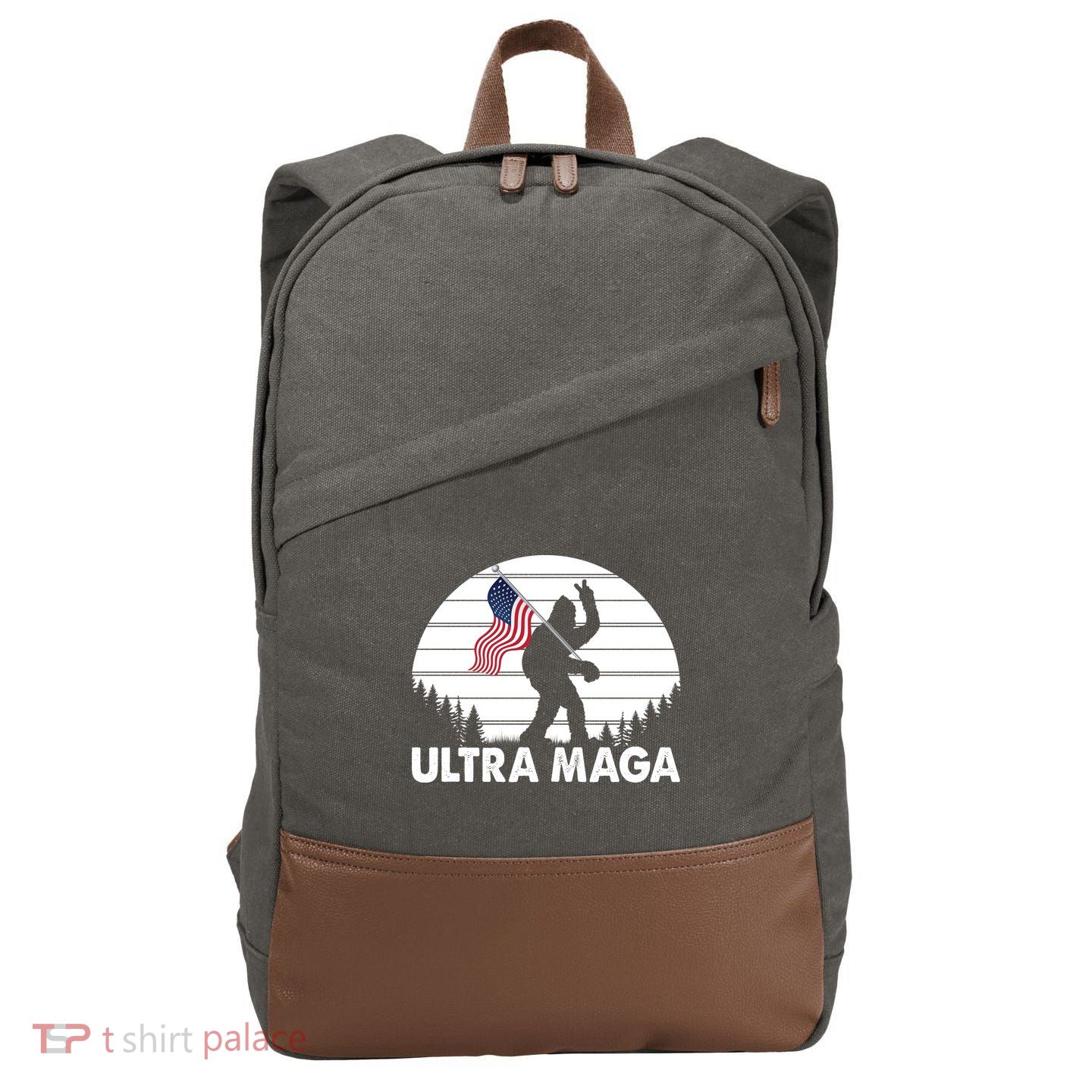 Ultra Maga Big Foot Sasquatch Cotton Canvas Backpack
