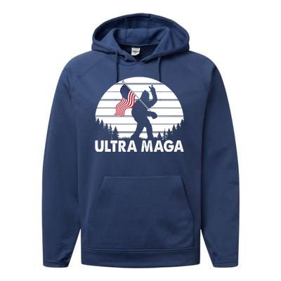 Ultra Maga Big Foot Sasquatch Performance Fleece Hoodie