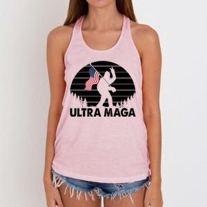 Ultra Maga Big Foot Sasquatch Women's Knotted Racerback Tank