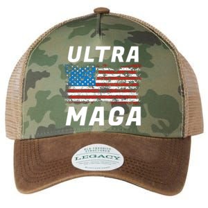 Ultra MAGA Bold United States Of America USA Flag Legacy Tie Dye Trucker Hat