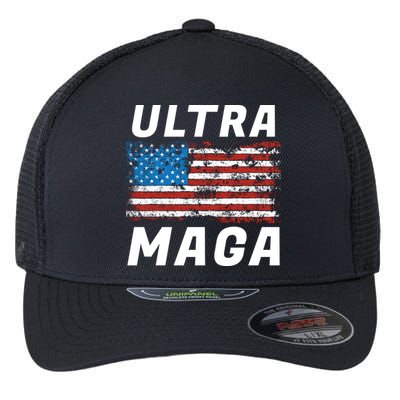 Ultra MAGA Bold United States Of America USA Flag Flexfit Unipanel Trucker Cap