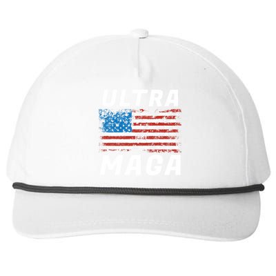 Ultra MAGA Bold United States Of America USA Flag Snapback Five-Panel Rope Hat