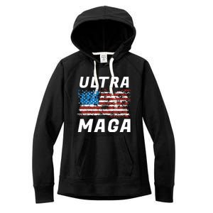 Ultra MAGA Bold United States Of America USA Flag Women's Fleece Hoodie