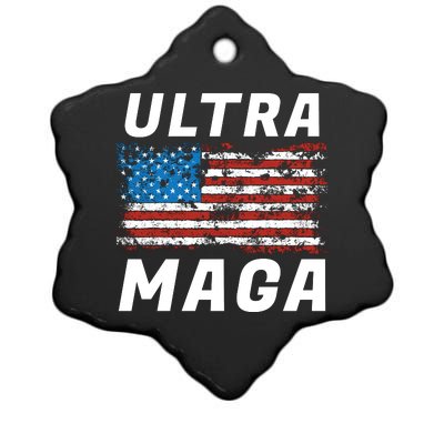 Ultra MAGA Bold United States Of America USA Flag Ceramic Star Ornament