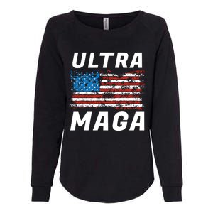 Ultra MAGA Bold United States Of America USA Flag Womens California Wash Sweatshirt