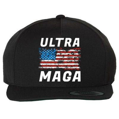 Ultra MAGA Bold United States Of America USA Flag Wool Snapback Cap