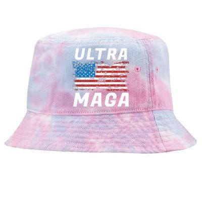 Ultra MAGA Bold United States Of America USA Flag Tie-Dyed Bucket Hat