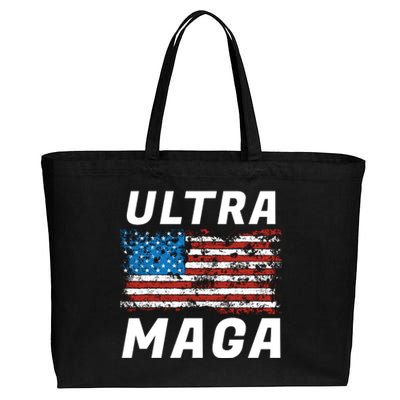 Ultra MAGA Bold United States Of America USA Flag Cotton Canvas Jumbo Tote