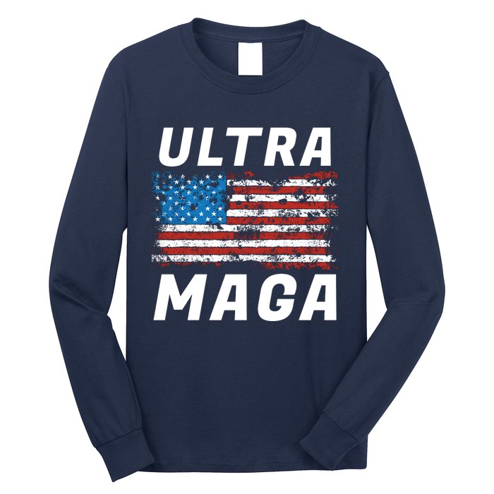 Ultra MAGA Bold United States Of America USA Flag Long Sleeve Shirt