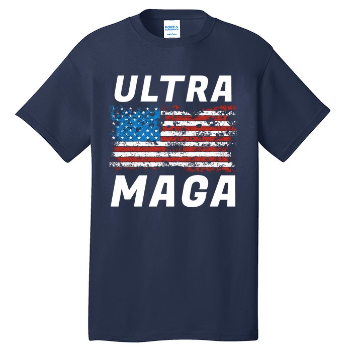 Ultra MAGA Bold United States Of America USA Flag Tall T-Shirt