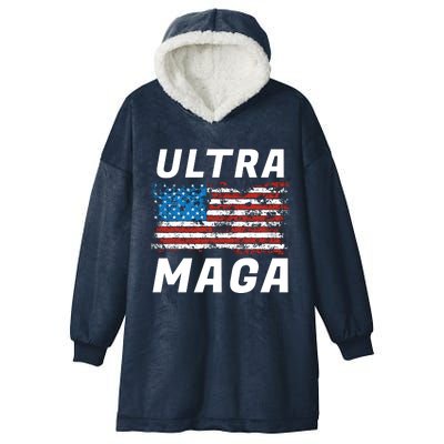 Ultra MAGA Bold United States Of America USA Flag Hooded Wearable Blanket