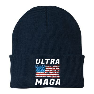 Ultra MAGA Bold United States Of America USA Flag Knit Cap Winter Beanie