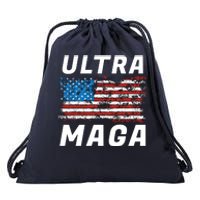 Ultra MAGA Bold United States Of America USA Flag Drawstring Bag