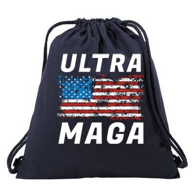 Ultra MAGA Bold United States Of America USA Flag Drawstring Bag