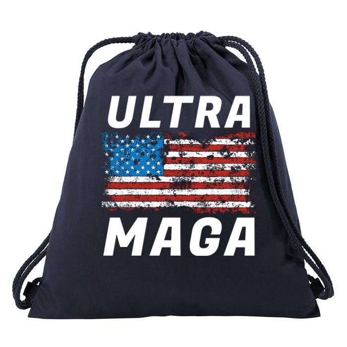 Ultra MAGA Bold United States Of America USA Flag Drawstring Bag