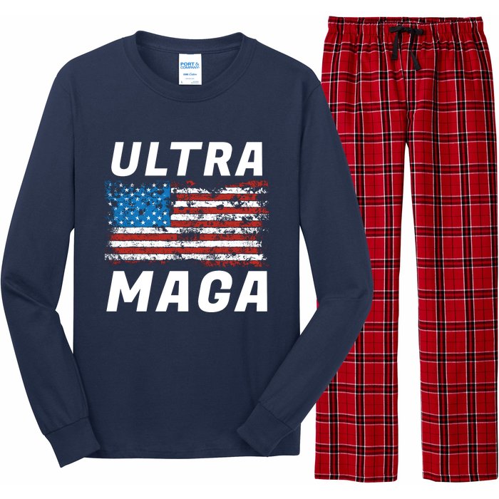 Ultra MAGA Bold United States Of America USA Flag Long Sleeve Pajama Set