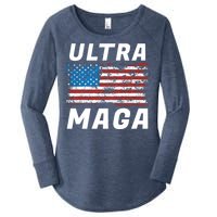 Ultra MAGA Bold United States Of America USA Flag Women's Perfect Tri Tunic Long Sleeve Shirt