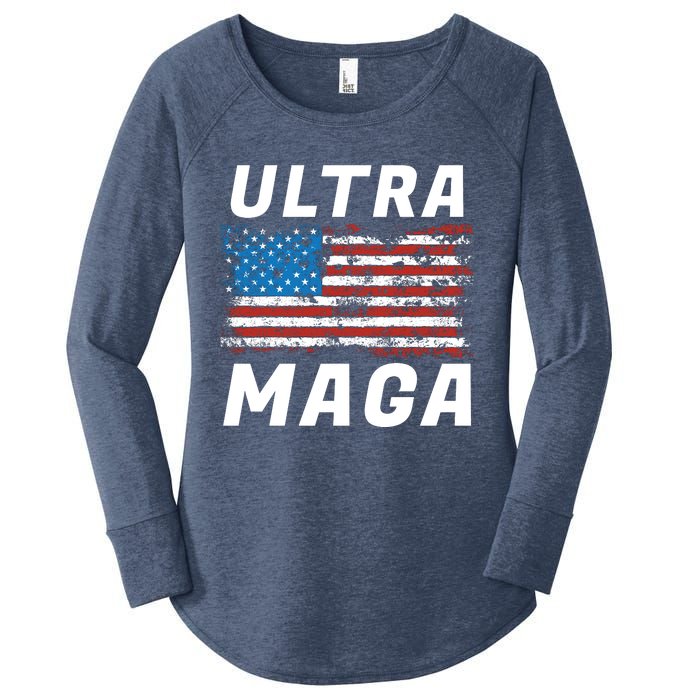 Ultra MAGA Bold United States Of America USA Flag Women's Perfect Tri Tunic Long Sleeve Shirt