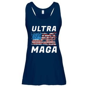 Ultra MAGA Bold United States Of America USA Flag Ladies Essential Flowy Tank