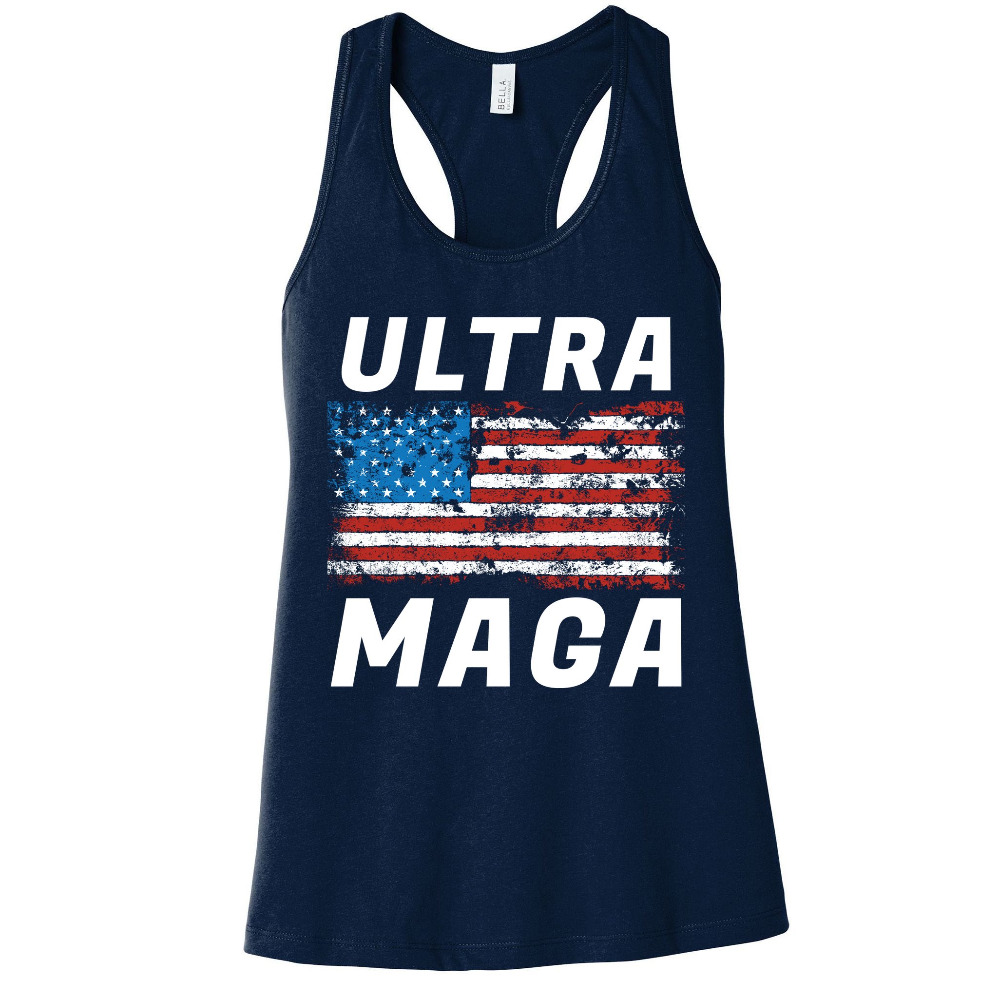 Ultra MAGA Bold United States Of America USA Flag Womens Tank Top