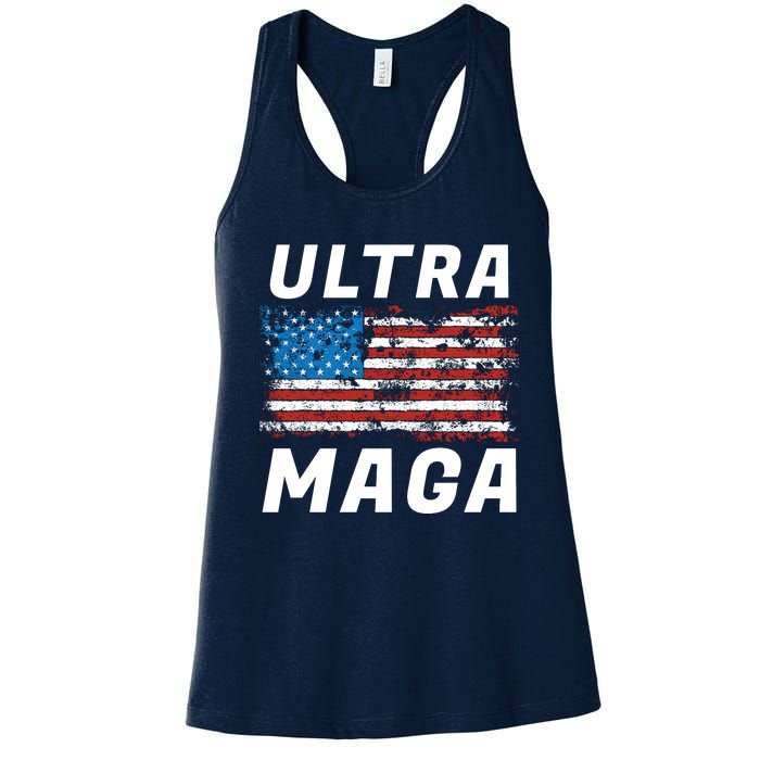 Ultra MAGA Bold United States Of America USA Flag Women's Racerback Tank