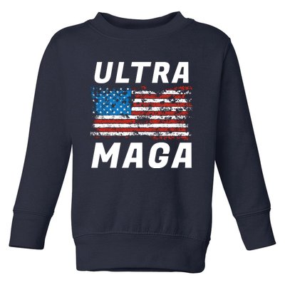 Ultra MAGA Bold United States Of America USA Flag Toddler Sweatshirt