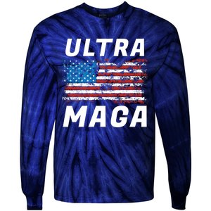 Ultra MAGA Bold United States Of America USA Flag Tie-Dye Long Sleeve Shirt