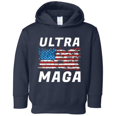 Ultra MAGA Bold United States Of America USA Flag Toddler Hoodie