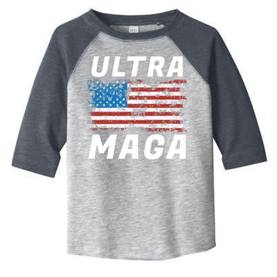 Ultra MAGA Bold United States Of America USA Flag Toddler Fine Jersey T-Shirt