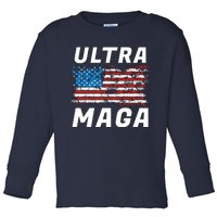 Ultra MAGA Bold United States Of America USA Flag Toddler Long Sleeve Shirt