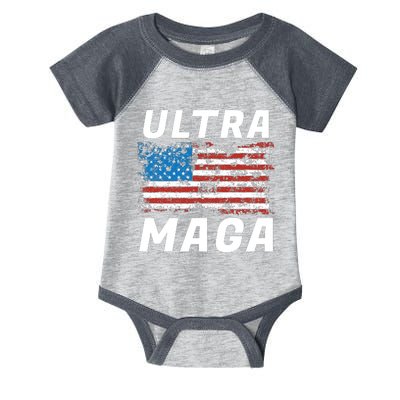 Ultra MAGA Bold United States Of America USA Flag Infant Baby Jersey Bodysuit