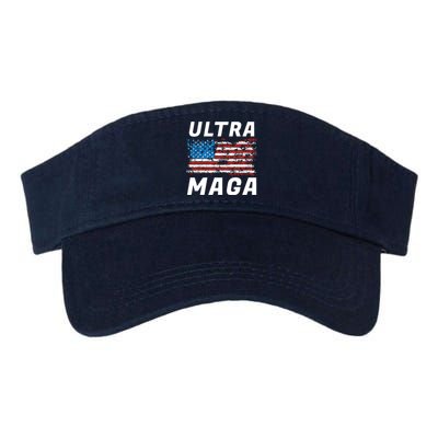 Ultra MAGA Bold United States Of America USA Flag Valucap Bio-Washed Visor