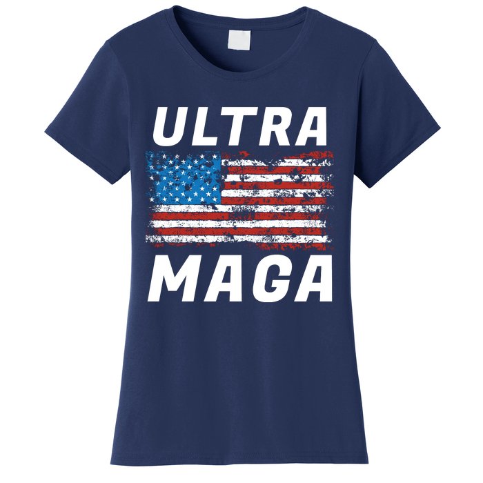 Ultra MAGA Bold United States Of America USA Flag Women's T-Shirt