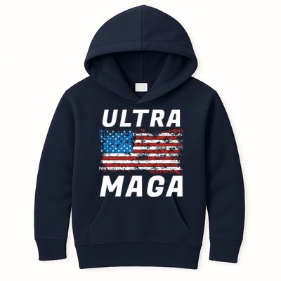 Ultra MAGA Bold United States Of America USA Flag Kids Hoodie