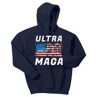 Ultra MAGA Bold United States Of America USA Flag Kids Hoodie