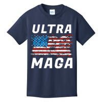 Ultra MAGA Bold United States Of America USA Flag Kids T-Shirt