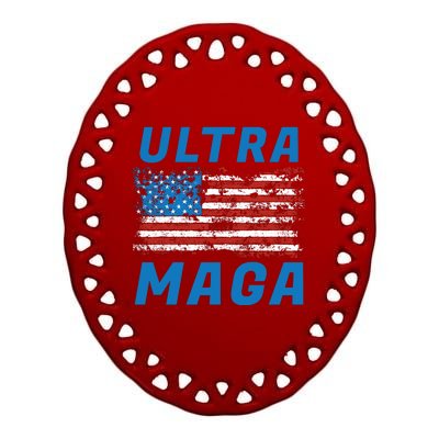 Ultra MAGA Bold United States Of America USA Flag Ceramic Oval Ornament