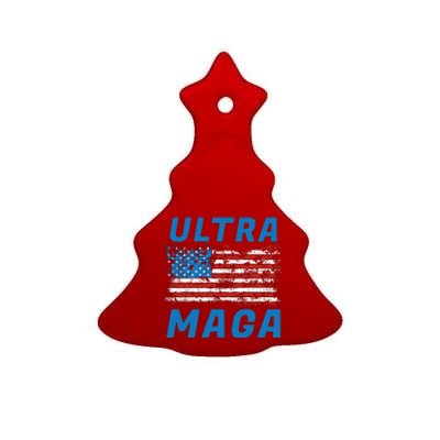 Ultra MAGA Bold United States Of America USA Flag Ceramic Tree Ornament