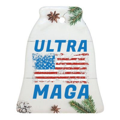 Ultra MAGA Bold United States Of America USA Flag Ceramic Bell Ornament