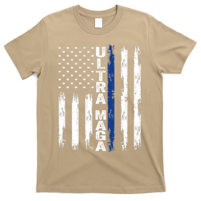 Ultra MAGA Blue Line Vintage America Flag Design 1 T-Shirt