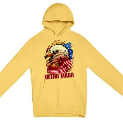 Ultra MAGA Bald Eagle Anti Biden Trump 2024 USA America Premium Pullover Hoodie